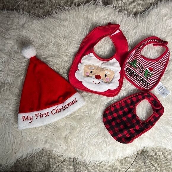 My first Christmas hat and bibs set baby - Picture 7 of 7